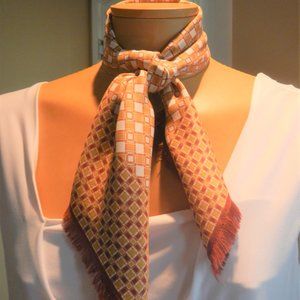 Golden Tan Checkered/Fringed Scarf